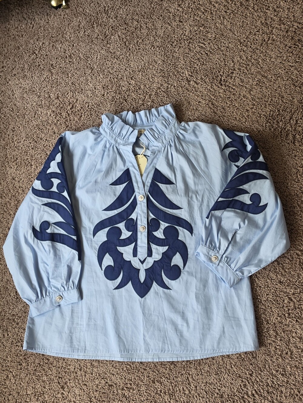 JODIFL Light Blue Embroidered Top NWT
